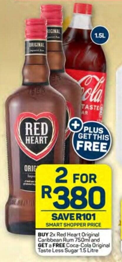 Red Heart Original Caribbean Rum 750ml Coca Cola Original Taste Less