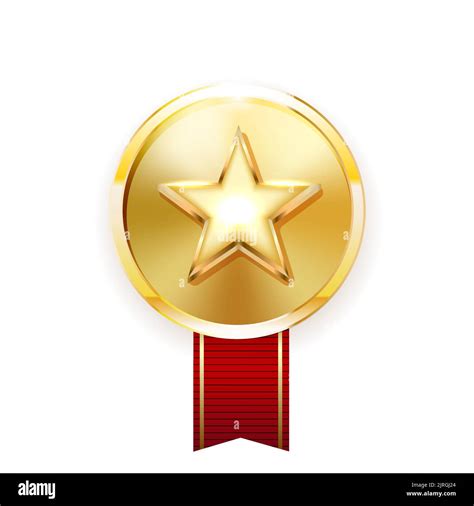 Gold Star Award Golden Medal With Ribbon Stock Vector Image Art Alamy