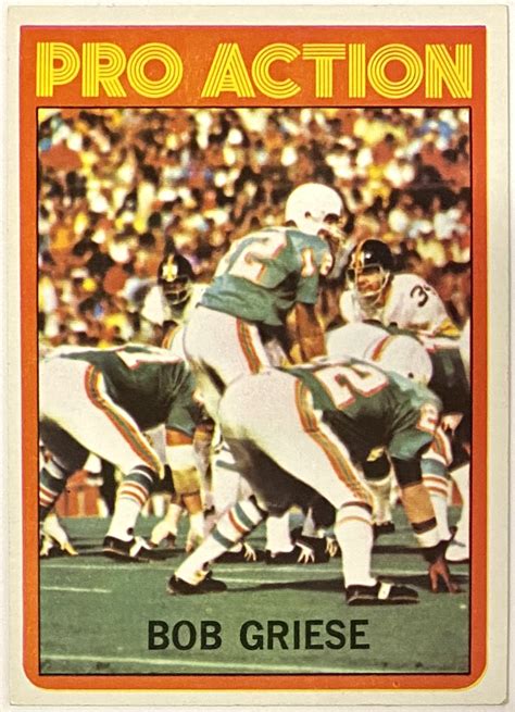 Bob Griese 1972 Topps Miami Dolphins Football Pro Action Card KBK Sports