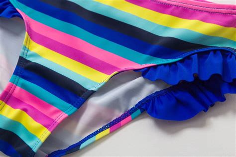 Regenboog Gestreepte Print Bikini Baby Badmode Tie Grandado