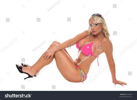 Sexy Blond Bikini Pinup Model Fuchsia Stock Photo Shutterstock