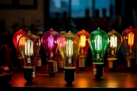 Premium AI Image | A display of colorful light bulbs