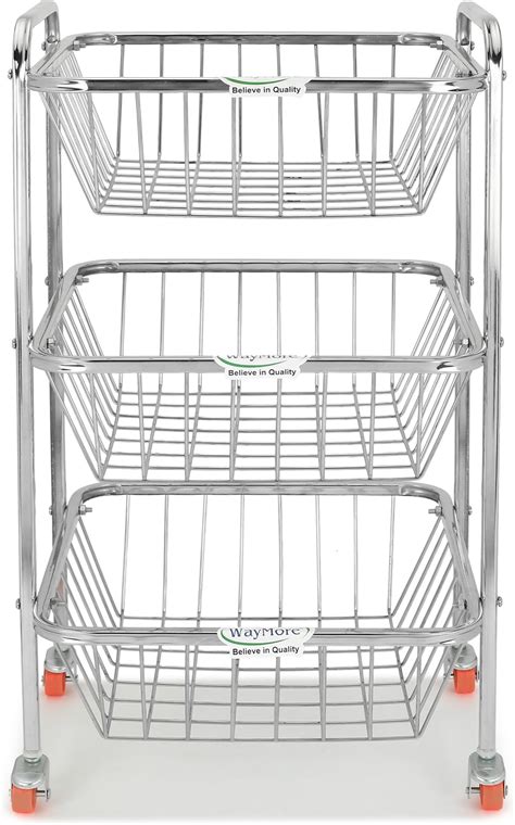 Swadhin Stainless Steel 3 Layer Fruit And Vegetable Stand Basket