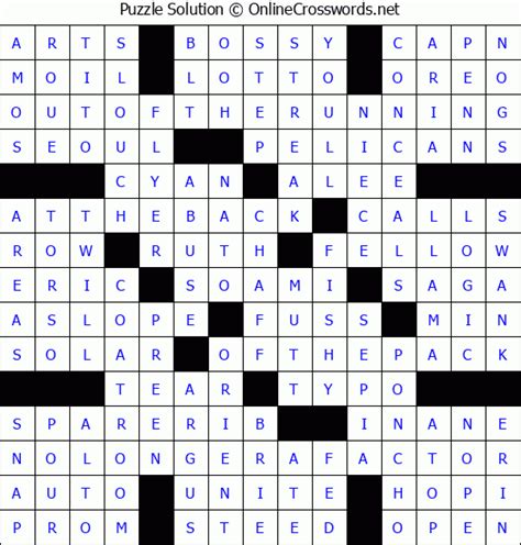 Free Online Crossword Puzzles Solutions