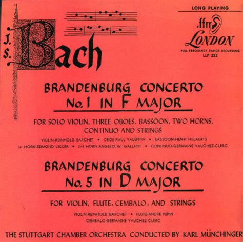 J S Bach The Stuttgart Chamber Orchestra Conducted By Karl