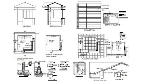 Guard Room Of Corporate Office Elevation Section Plan And Auto Cad