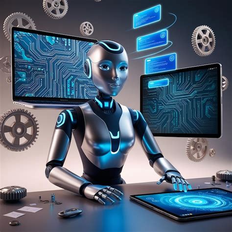 engaging image   robot ai assistant offering support depicted