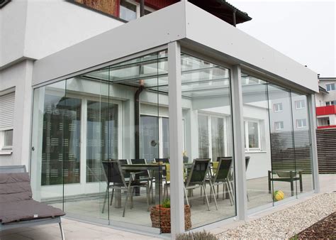 Terrassenverbau Ganzglas Schiebesystem Wintergärten Verglasungen