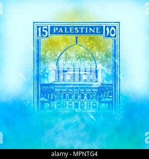 Palestine British Mandate Pre 1948 Stamp Blue Dome Of The Rock Stock