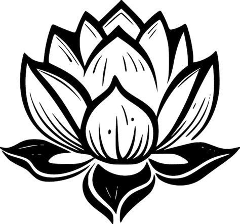 Premium Vector | Lotus Flower Black and White Vector illustration