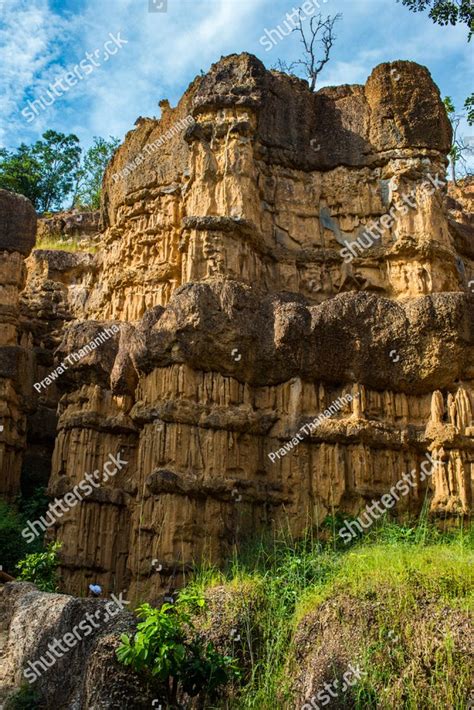 Natural Phenomenon Of Eroded Cliff Soil Pillars Rock Sculptured By