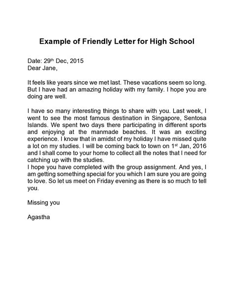 Template Of Friendly Letter Free Friendly Letter Template Pr