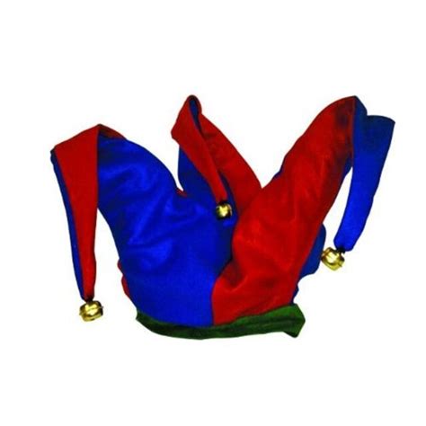 Jester Hat W Bells Red Blue Felt Costume Cosplay Carnival Mardi Gras