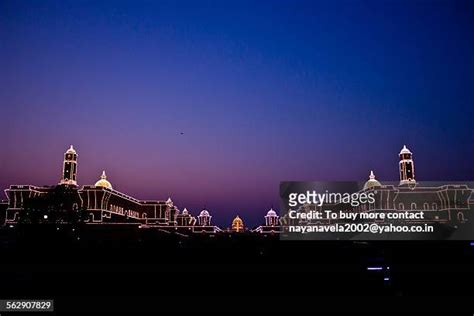 Illuminated Raisina Hills For Republic Day Celebrations Photos And