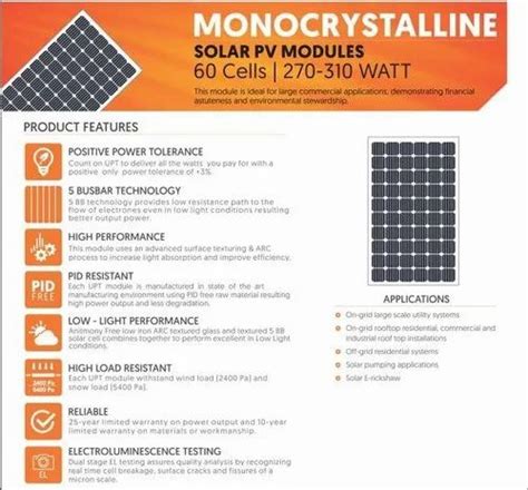 UPT 305 W Monocrystalline Solar PV Module At Rs 32 Watt In Delhi ID