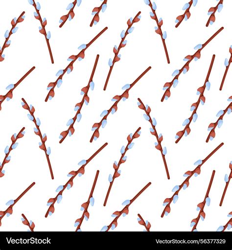 Easter Pussy Willow Wreath Seamless Pattern Vector Image