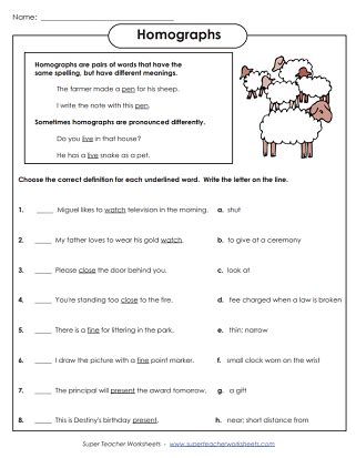 Homograph Worksheets Worksheets Library