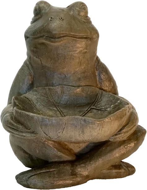 Amazon Solid Rock Stoneworks Frog Holding Lilypad Concrete Statue