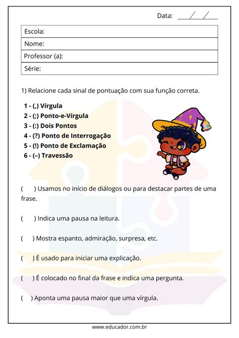 Atividades Com Sinais De Pontuação 2 Ano Com Gabarito - Atividades sobre os sinais de pontuação com gabarito - Educador