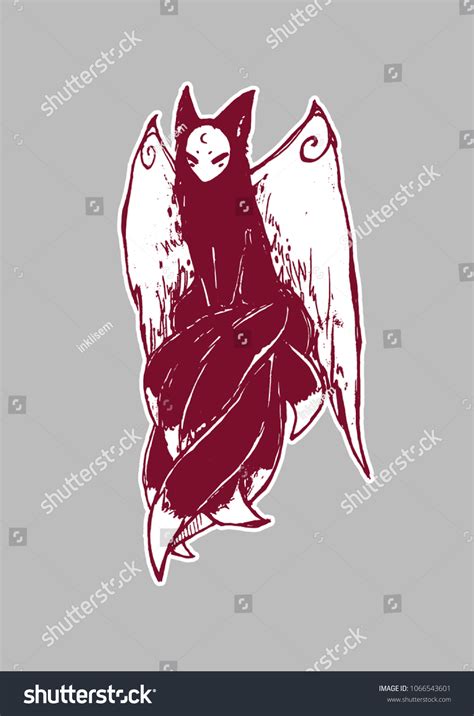 Kitsune Fox Wings Nine Tails Japanese Stock Vector Royalty Free