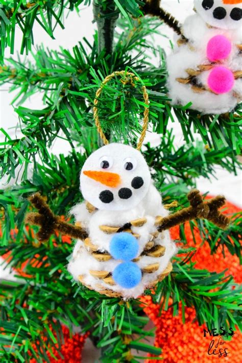 Pinecone Snowman Craft Mess For Less