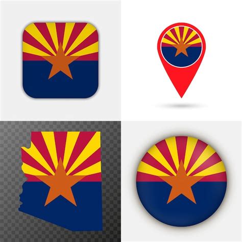 Premium Vector Set Arizona State Flag Vector Illustration