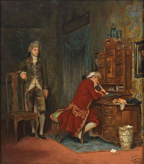 Felix von Ende Barock Interieur mit einem Jüngling und schreibendem