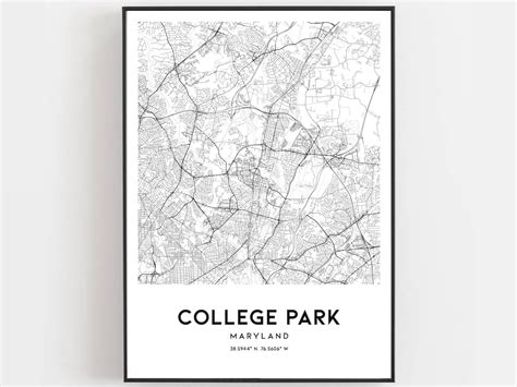 College Park Map Print College Park Map Poster Wall Art Md | Etsy