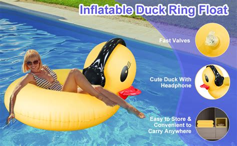 Deeprbetter Inflatable Duck Pool Float With Lights Solar Powered Pool