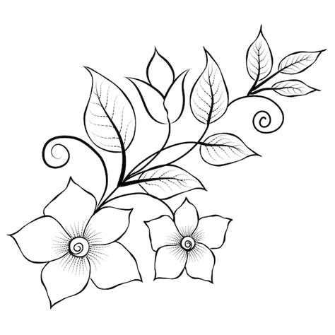 Premium Vector | Free Vector line art and hand drawing flower art black and white flat design ...