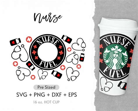 16oz Nurse Hot Cup Svg Full Wrap Svg Nurse Life Pre Sized Etsy