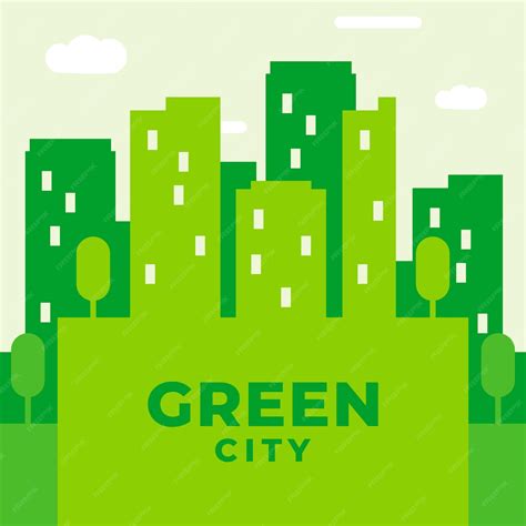 Plantilla De Diseño De Ilustración De La Ciudad Verde Vector Premium