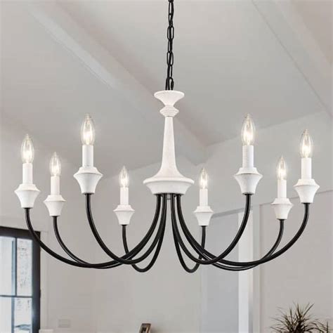 LWYTJO 8 Light Black Distressed White 28 34 In Traditional Chandelier