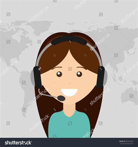 Call Center Service Line Vector Illustration Vector De Stock Libre De Regalías 487239766