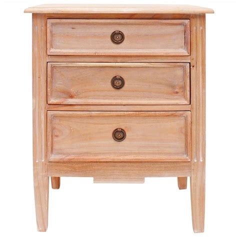 Belley Hand Crafted Mahogany Timber 3 Drawer Bedside Table Weathered