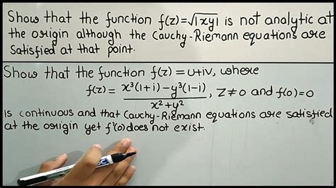 Problems On Cauchy Riemann Equations Complex Analysis Theta Classes