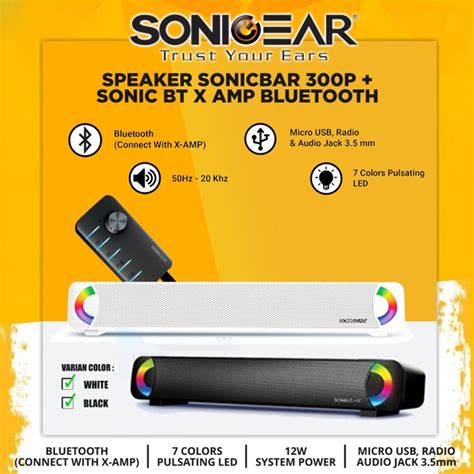 Jual SONICGEAR Sonicbar 300P 12W Soundbar Speakers Bluetooth Light