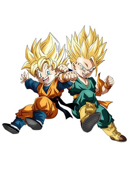 Ssj1 Kid Trunks And Goten Dokkan Battle Render By Princeofdbzgames On