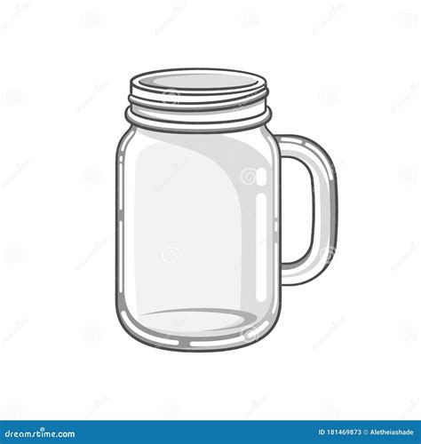 Glass Jar Cup Mason Jar Vector Illustration Vector Line Illustration