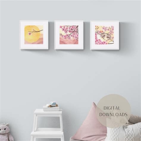 Sakura Floral Wall Art Printables Set Of 3 Etsy