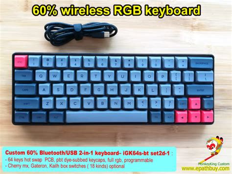 Custom 60 Wireless Mechanical Keyboard 64 Keys Hot Swap Wireless Keyboard