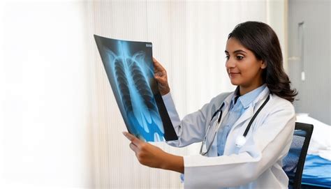 Radiologist Doctor Examining Abdominal XRay Film Of Patient Premium