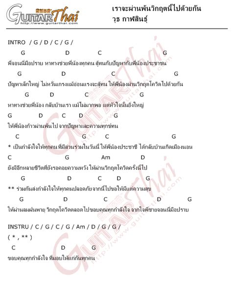 คอร์ดเพลง เราจะผ่านพ้นวิกฤตนี้ไปด้วยกัน วุธ กาฬสินธุ์