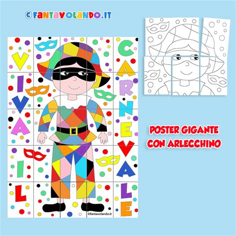 Attivit Per Carnevale Poster Gigante Con Arlecchino Fantavolando