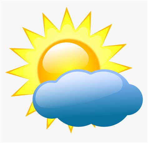 Partly Cloudy Summer Sun And Cloud Clip Art Weather - Weather Symbol ...