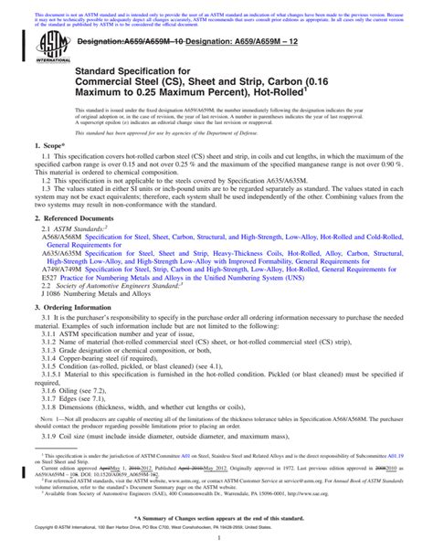 Astm A A M Standard Specification For Commercial Steel Cs