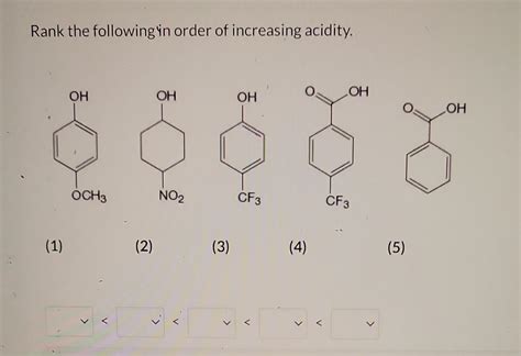 Solved Rank The Following In Order Of Increasing Acidity