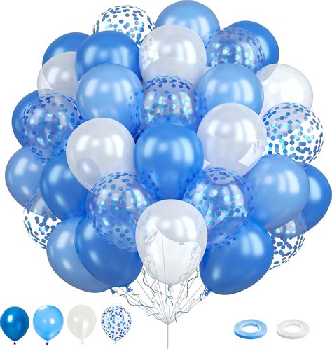 Luftballons Blau Weiss 60 Stück 12 Zoll Perle Dunkel Blau Weiß Latex