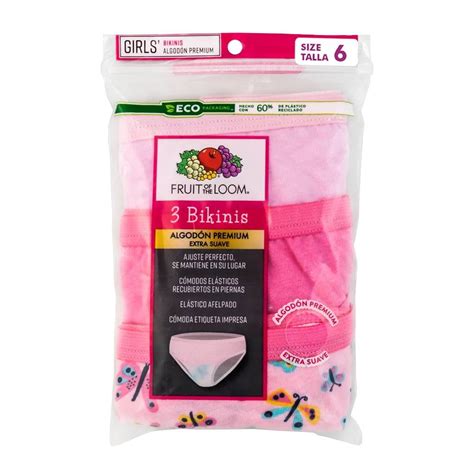 Bikini Fruit Of The Loom para Niña Multicolor 1 Paquete con 3 Piezas Talla 6 Walmart