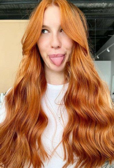 40 Copper Hair Color Ideas Thatre Perfect For Fall Bright Copper Long Hair With Curtain Bangs